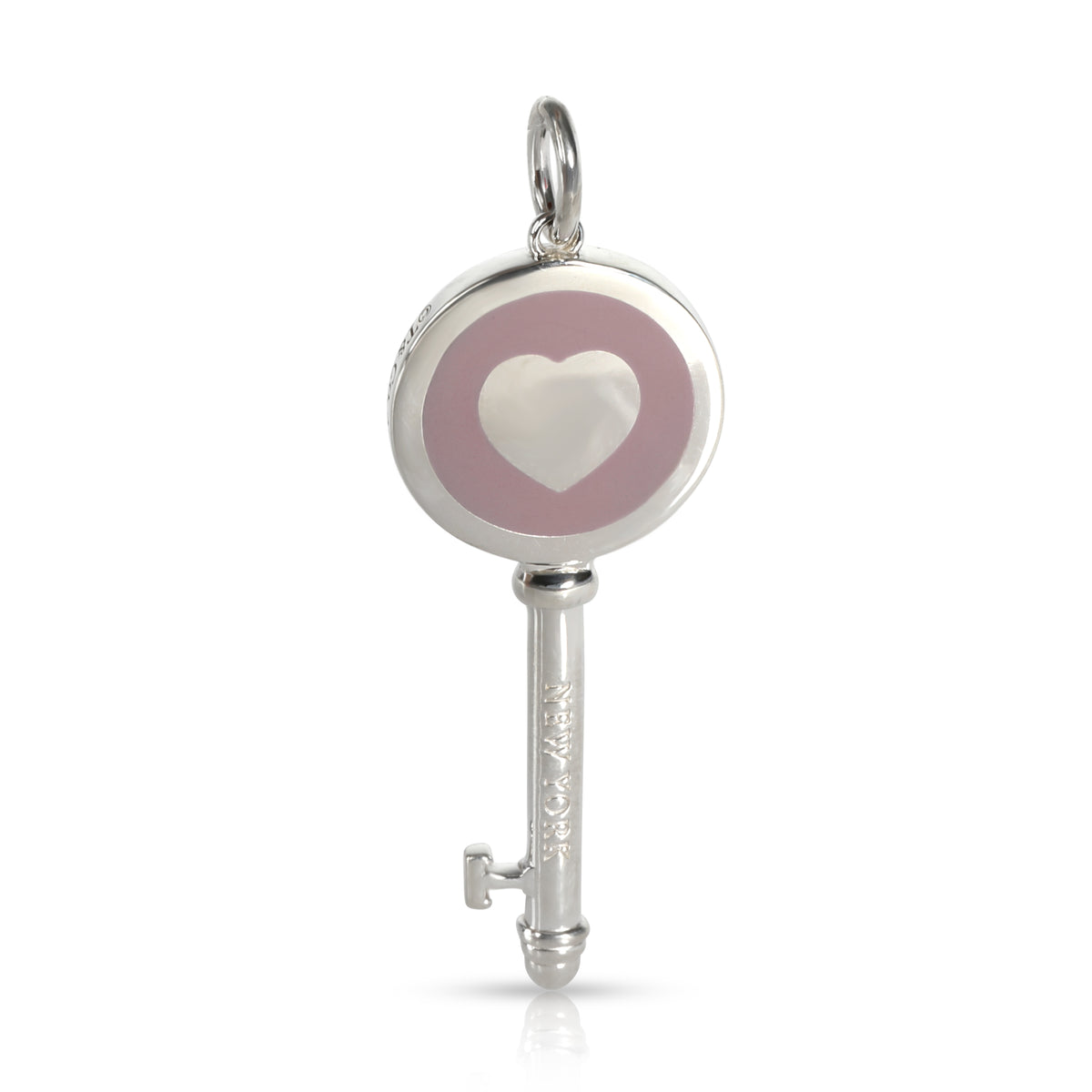 Sterling Silver  Lavender Enamel Heart Key Pendant