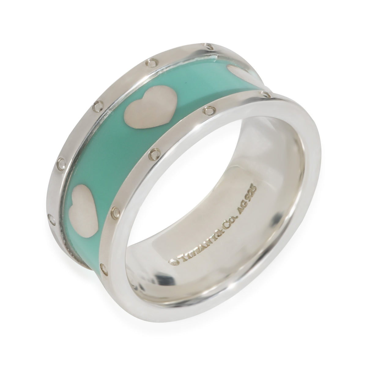 Sterling Silver  Enamel Heart Band