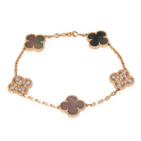 Van Cleef & Arpels Rose Gold Mother Of Pearl & Diamond Alhambra Bracelet fv
