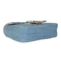 Blue Matelasse Denim GG Marmont Pearly Shoulder Bag