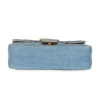 Blue Matelasse Denim GG Marmont Pearly Shoulder Bag