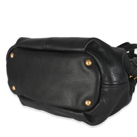 Black Vitello Daino Small Tote Bag