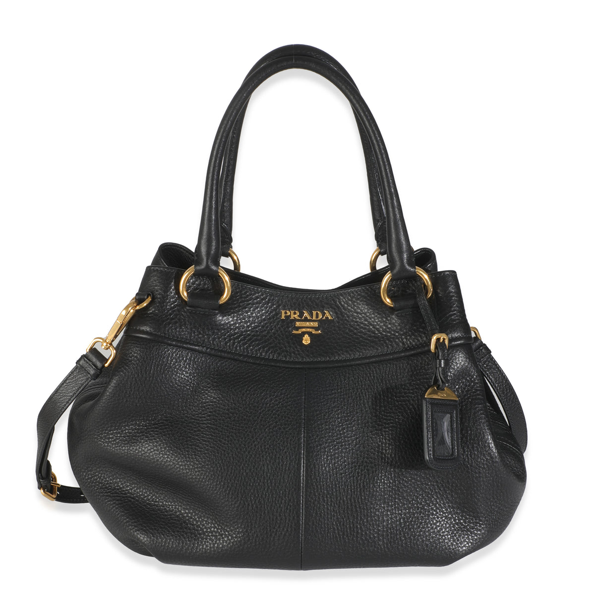Black Vitello Daino Small Tote Bag