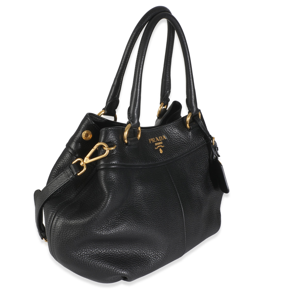 Black Vitello Daino Small Tote Bag