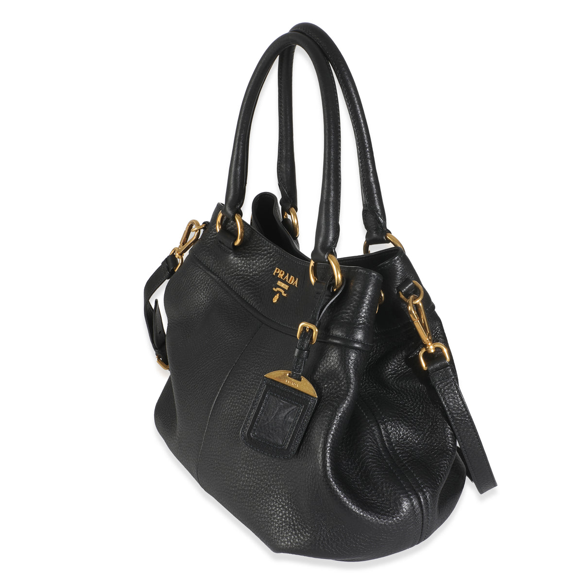 Black Vitello Daino Small Tote Bag