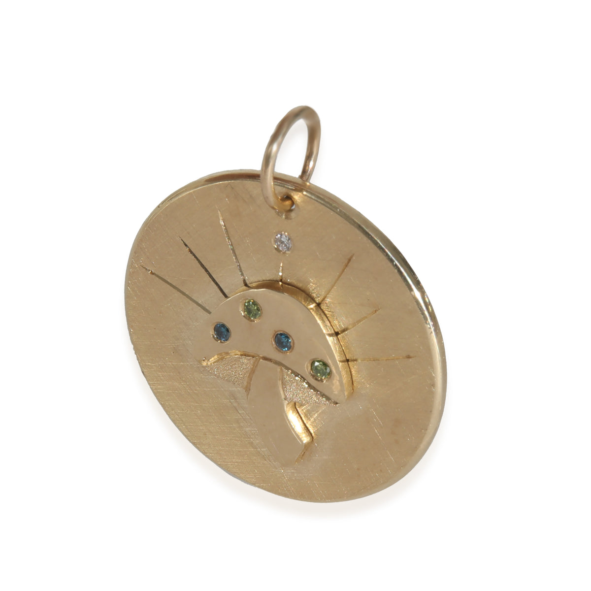 Yellow Gold Sapphire and Diamond Mushroom Pendant