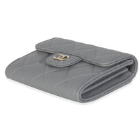 20C Grey Quilted Caviar Compact Wallet