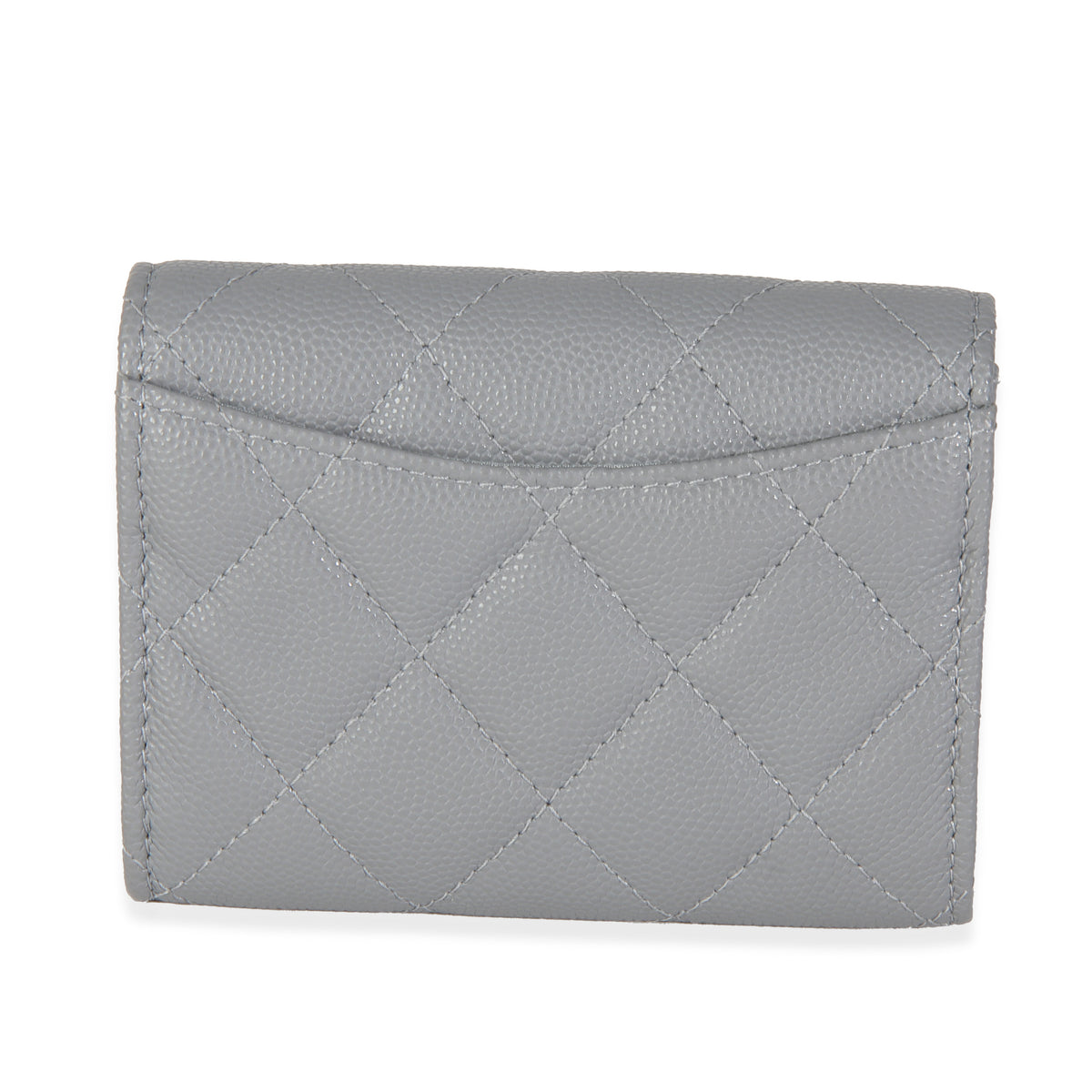 20C Grey Quilted Caviar Compact Wallet