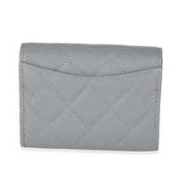 20C Grey Quilted Caviar Compact Wallet