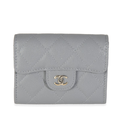 20C Grey Quilted Caviar Compact Wallet