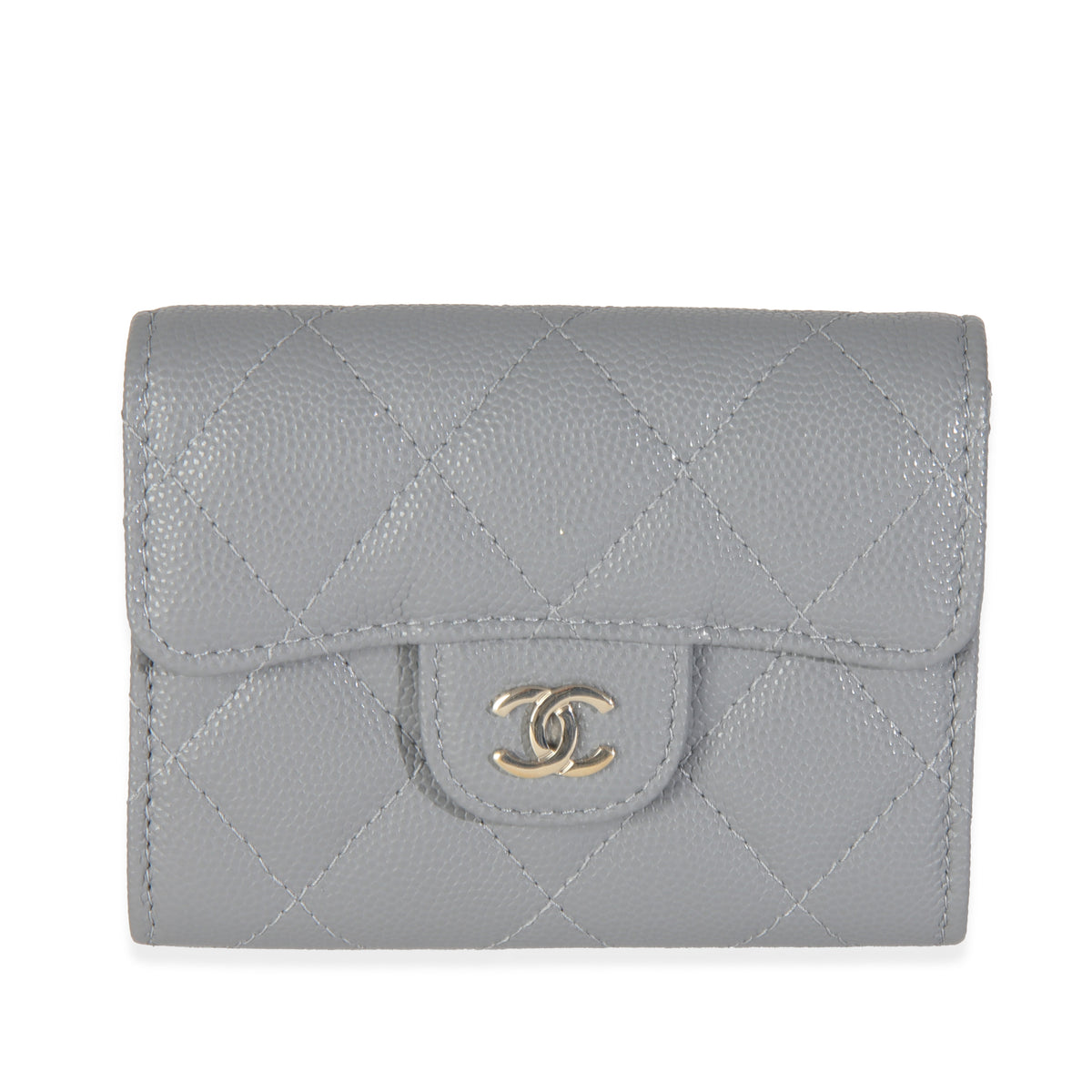 20C Grey Quilted Caviar Compact Wallet