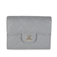 20C Grey Quilted Caviar Compact Wallet