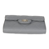 20C Grey Quilted Caviar Compact Wallet