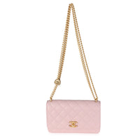 Pink Quilted Caviar Sweetheart Wallet On Chain