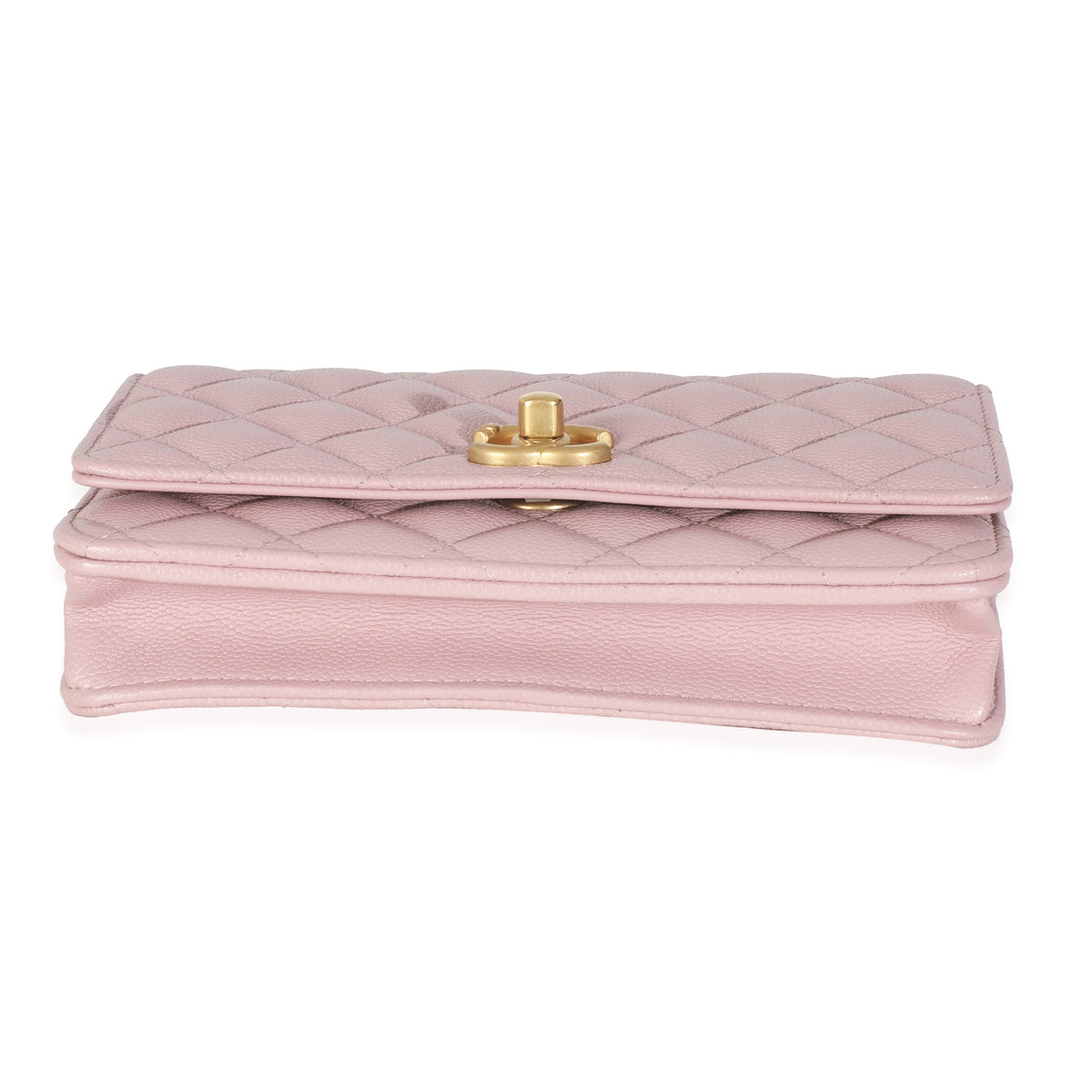 Pink Quilted Caviar Sweetheart Wallet On Chain