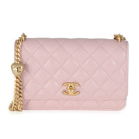Pink Quilted Caviar Sweetheart Wallet On Chain