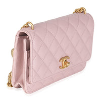 Pink Quilted Caviar Sweetheart Wallet On Chain