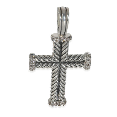 Sterling Silver Diamond Chevron Cross Pendant
