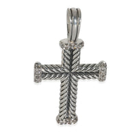 Sterling Silver Diamond Chevron Cross Pendant