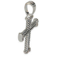 Sterling Silver Diamond Chevron Cross Pendant