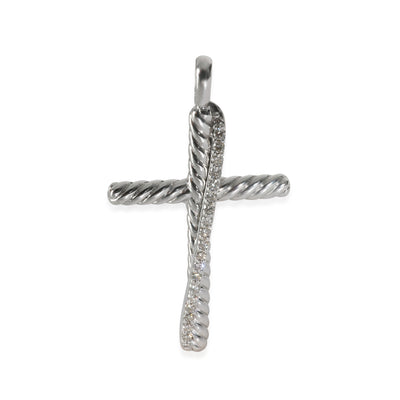 Sterling Silver Diamond Crossover Cross Pendant
