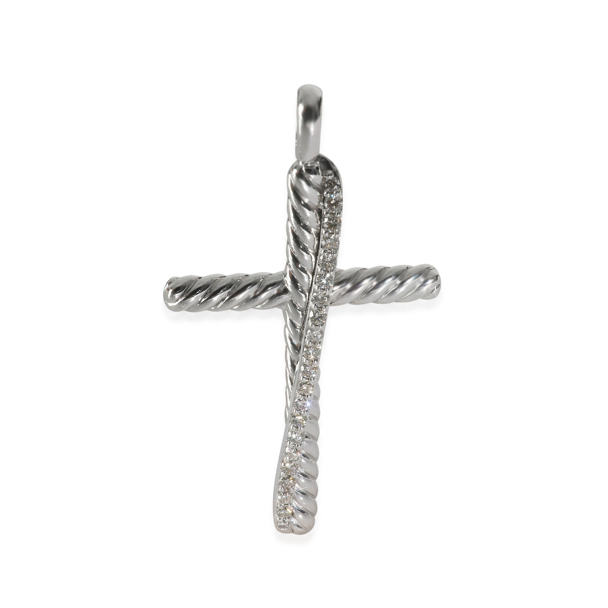 Sterling Silver Diamond Crossover Cross Pendant