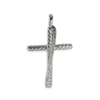 Sterling Silver Diamond Crossover Cross Pendant