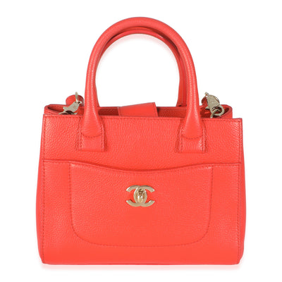 Orange Grained Calfskin Mini Neo Executive Shopper Tote