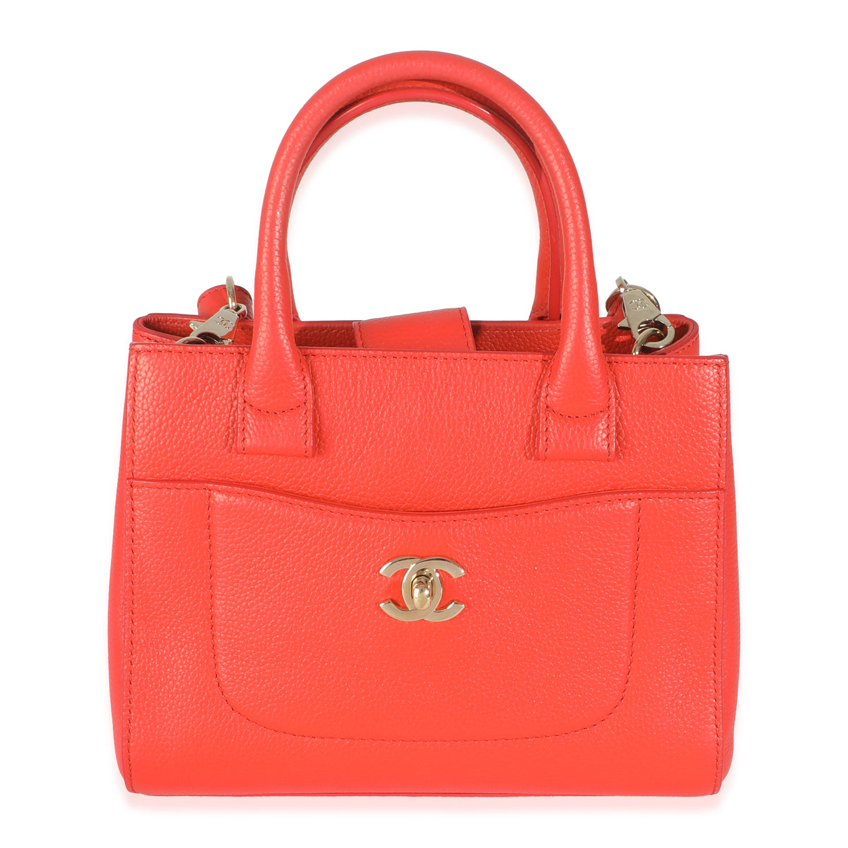 Orange Grained Calfskin Mini Neo Executive Shopper Tote