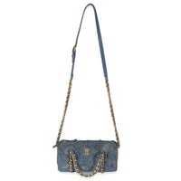 21A Blue Floral Quilted Denim Destination Chenonceau Bowling Bag