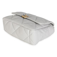 Light Grey Quilted Lambskin Large Chanel 19 Flap Bag