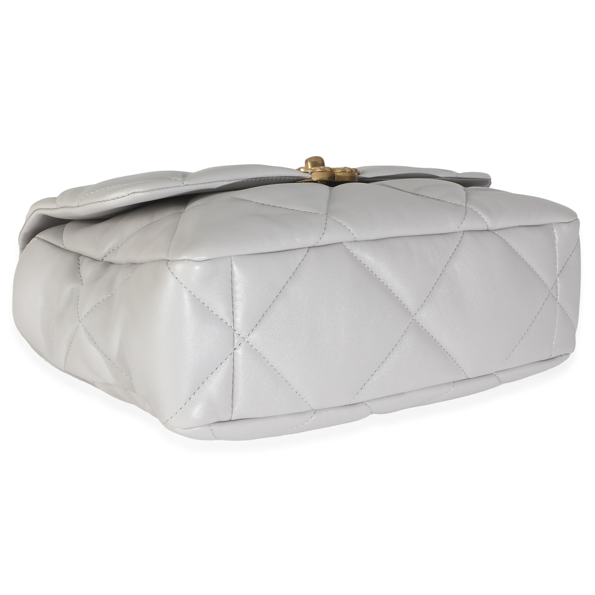 Light Grey Quilted Lambskin Large Chanel 19 Flap Bag