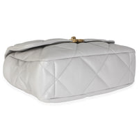 Light Grey Quilted Lambskin Large Chanel 19 Flap Bag