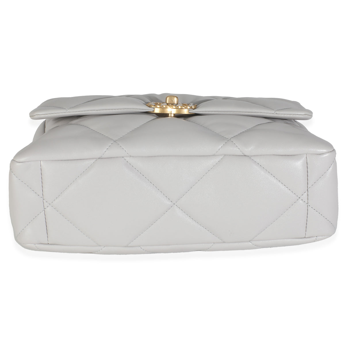 Light Grey Quilted Lambskin Large Chanel 19 Flap Bag