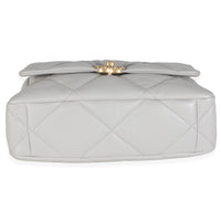 Light Grey Quilted Lambskin Large Chanel 19 Flap Bag
