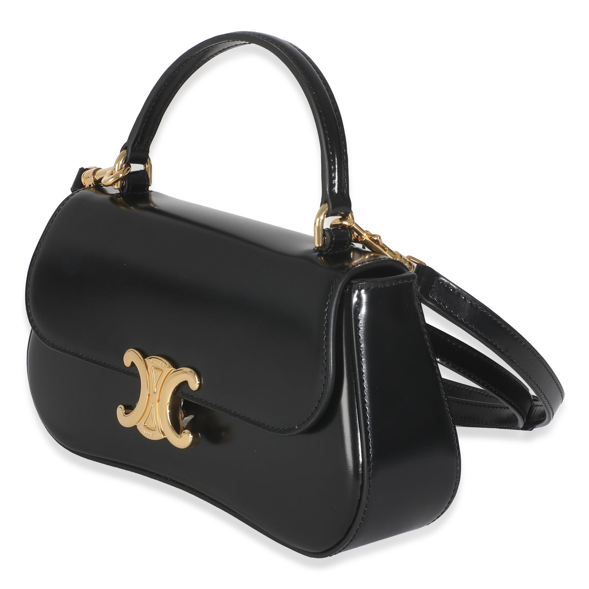 Black Smooth Calfskin Teen Lola Top Handle Bag