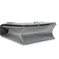 Silver Metallic Micro Cannage Patent Medium Diorama Flap Bag