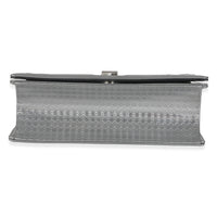 Silver Metallic Micro Cannage Patent Medium Diorama Flap Bag