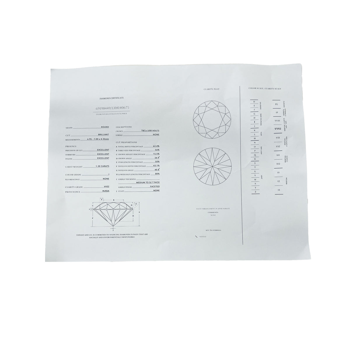 1.3 ct Diamond Tiffany Solitaire Engagement Ring