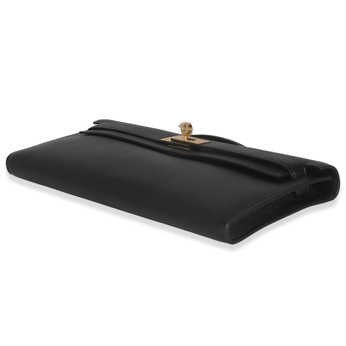 Black Swift Kelly Cut Clutch GHW