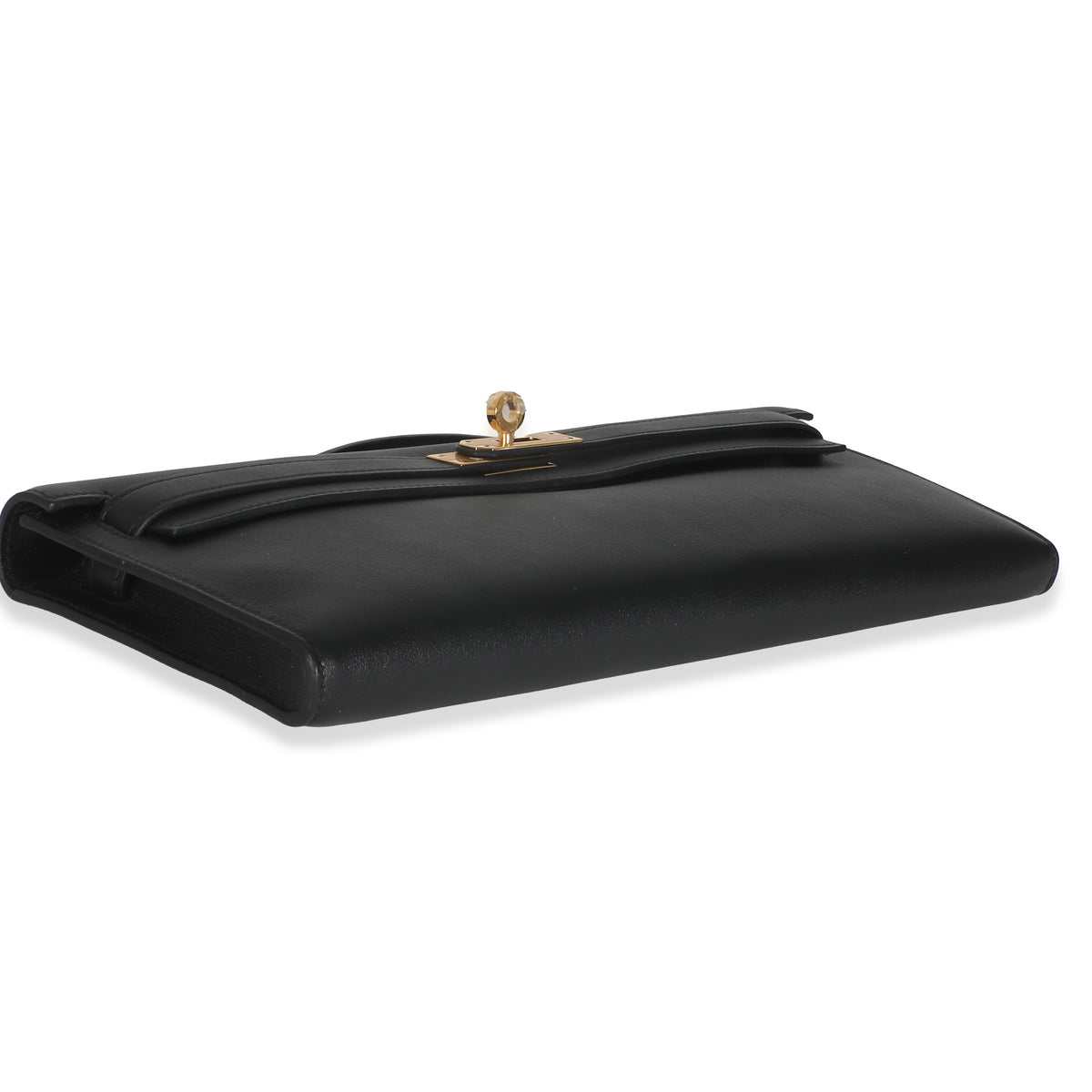 Black Swift Kelly Cut Clutch GHW