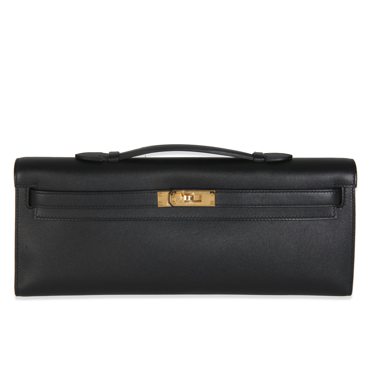Black Swift Kelly Cut Clutch GHW