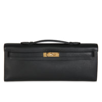 Black Swift Kelly Cut Clutch GHW
