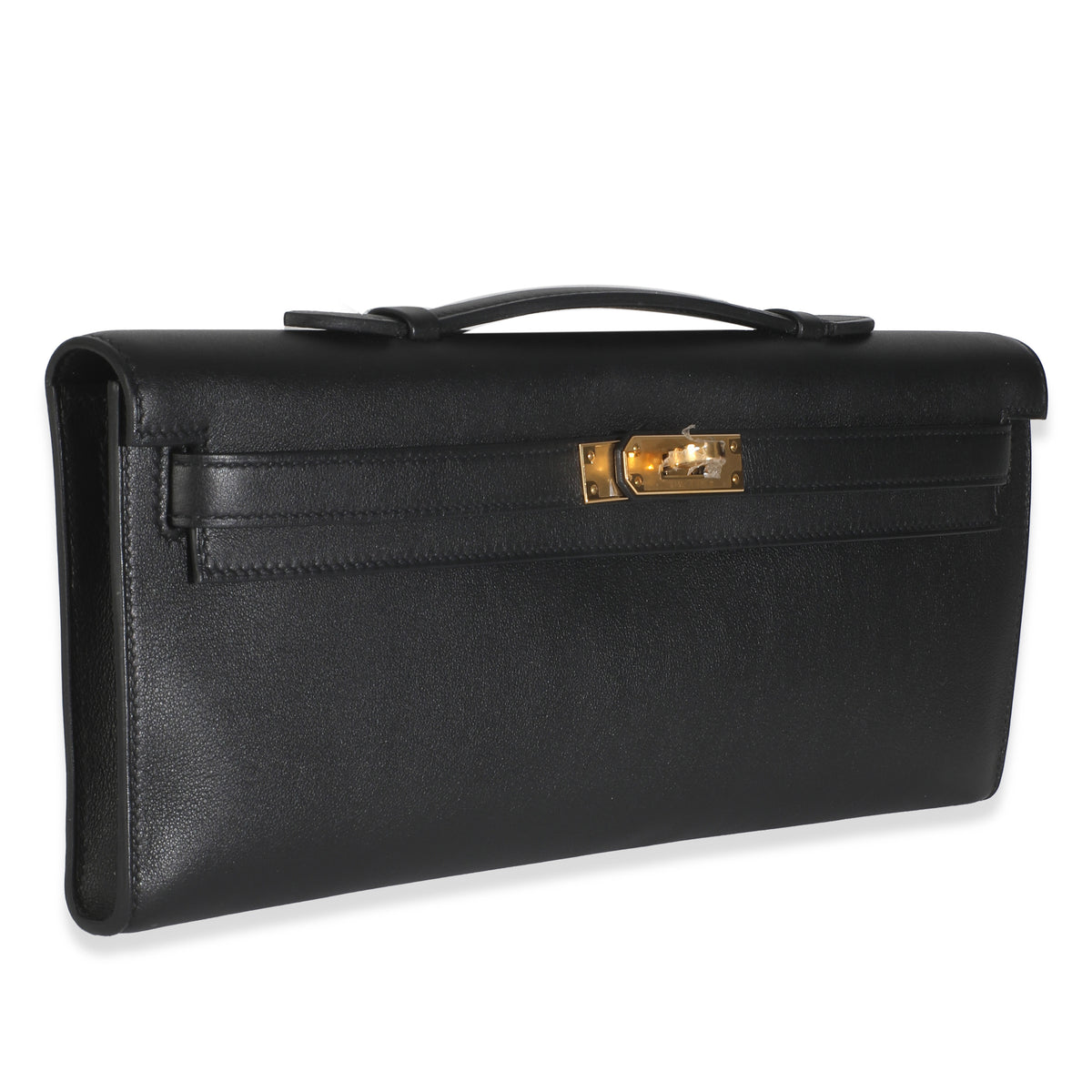 Black Swift Kelly Cut Clutch GHW
