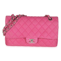 Chanel Pink Quilted Matte Caviar Medium Classic Double Flap Bag Handbag fv