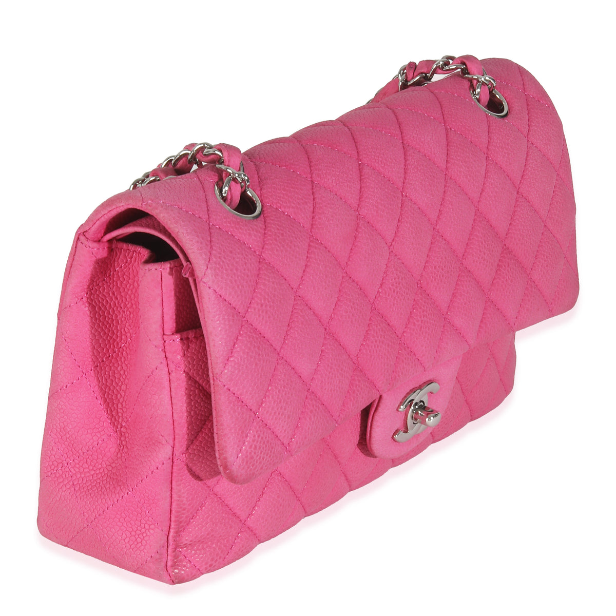 Chanel Pink Quilted Matte Caviar Medium Classic Double Flap Bag Handbag pv