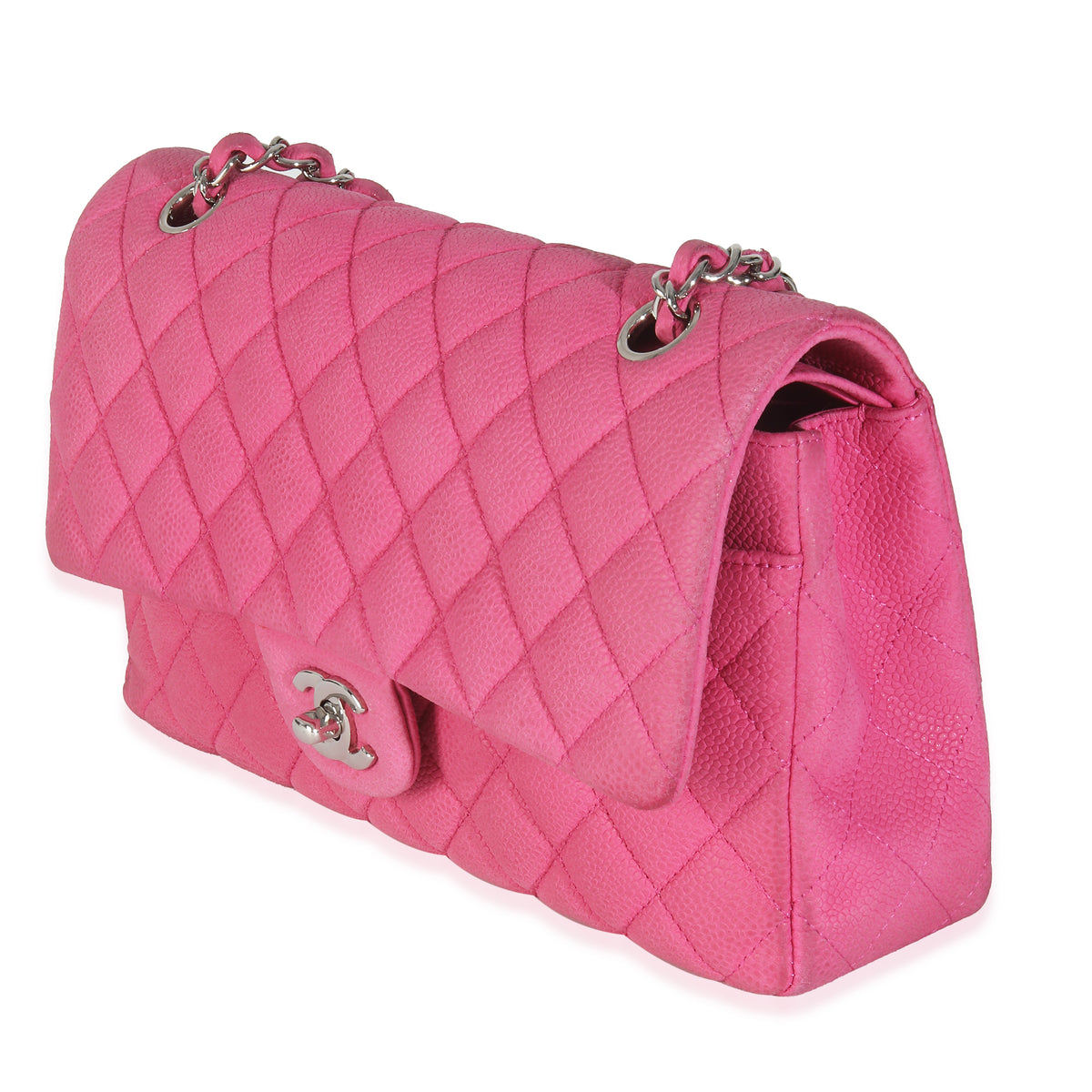 Chanel Pink Quilted Matte Caviar Medium Classic Double Flap Bag Handbag sv