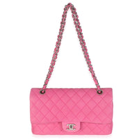Pink Quilted Matte Caviar Medium Classic Double Flap Handbag