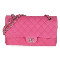 Pink Quilted Matte Caviar Medium Classic Double Flap Handbag