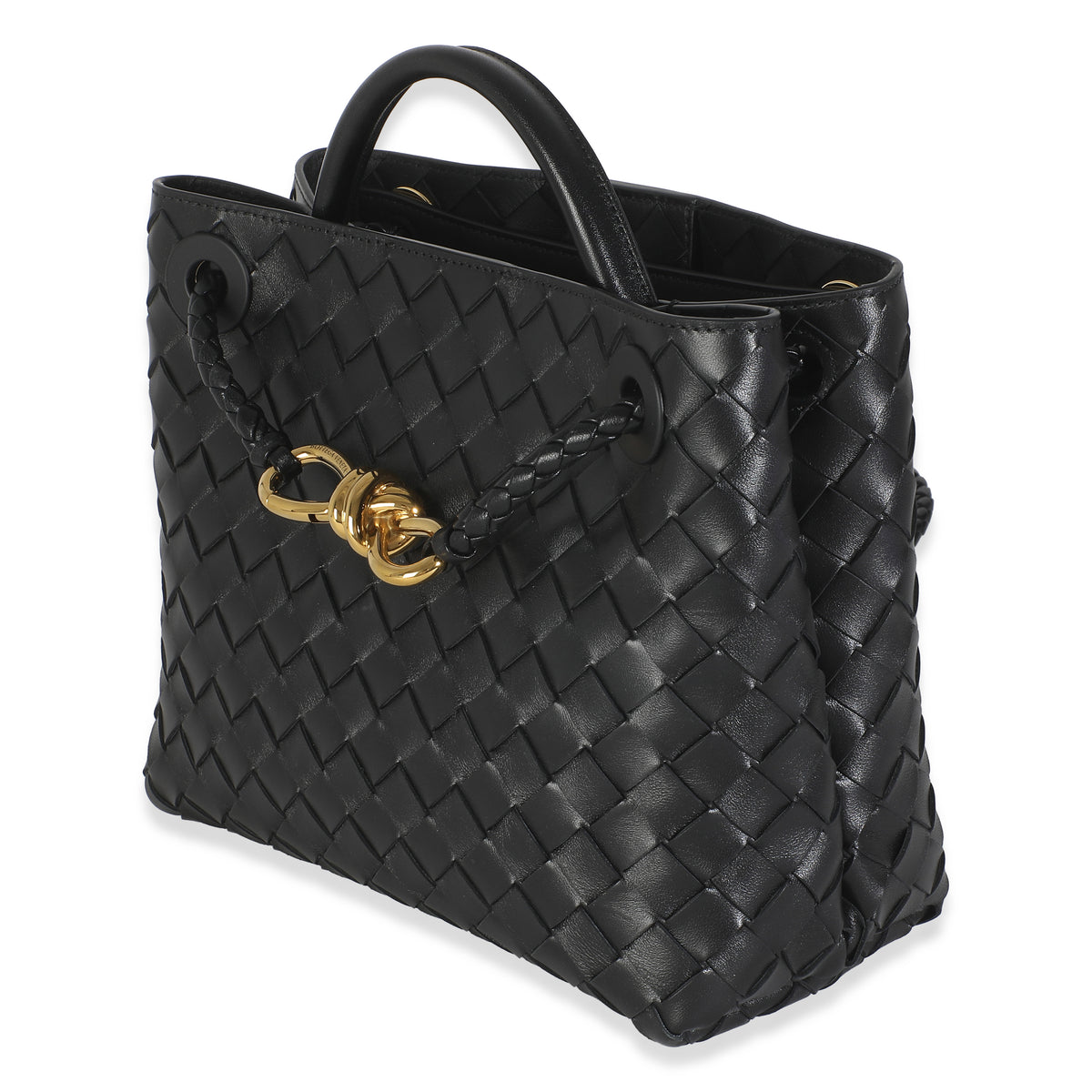 Black Nappa Intrecciato Small Andiamo Bag